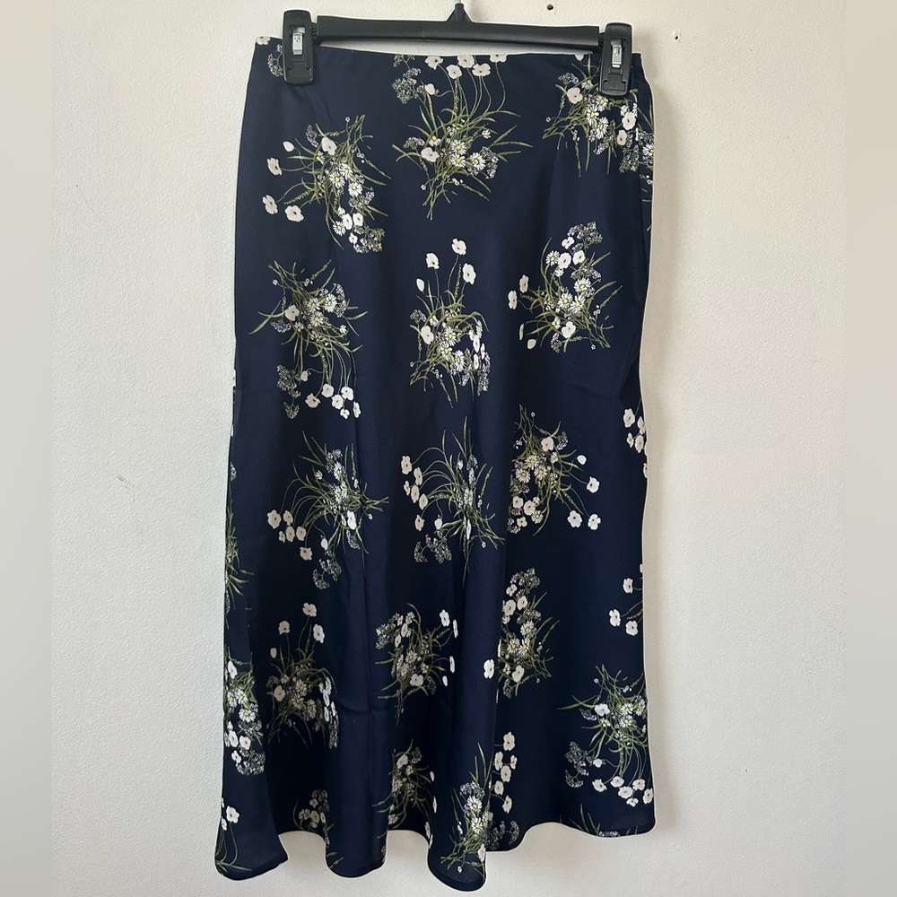Floral midi Satin Effect Skirt